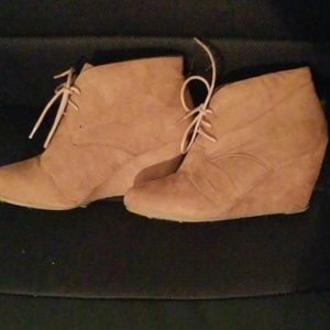 Wedged Tan Booties